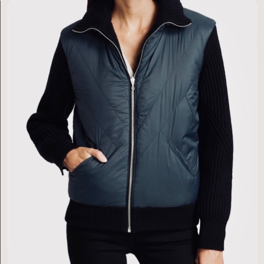 NWOT Rag & Bone Mikaela jacket navy nylon and black knit size small reversible